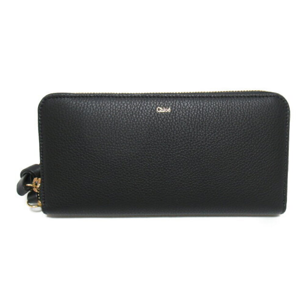 Chloe round long wallet leather black